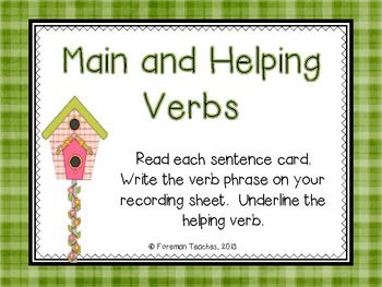 Main and Helping Verbs #2 by Foreman Teaches | Teachers Pay Teachers