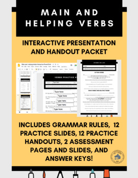 Preview of Main and Helping Verbs Packet & Interactive Presentation