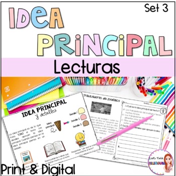 Preview of Main idea in Spanish reading comprehension - Idea principal y detalles - digital