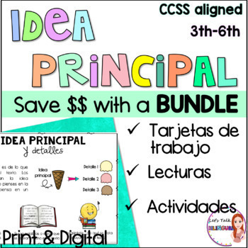 Preview of Main idea in Spanish reading comprehension - Idea principal y detalles de apoyo