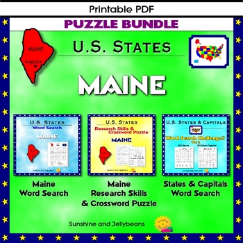 Maine Puzzle BUNDLE Word Search Crossword Activities U S States