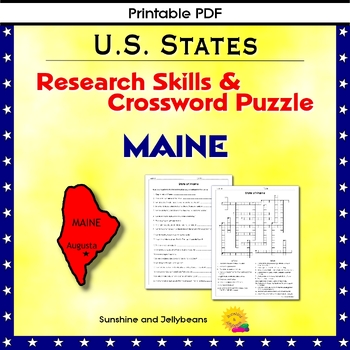 Preview of Maine - Research Skills & Crossword Puzzle - U.S. States Geography Activity