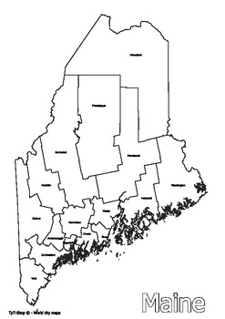 Preview of Maine State Map with Counties Coloring and Learning