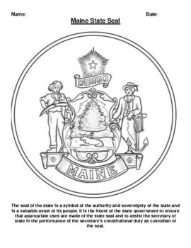 Maine State Seal Worksheet by Northeast Education TpT