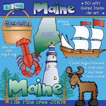 Preview of Maine State Symbols Clip Art Download