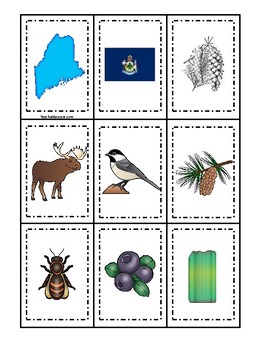 Maine State Symbols themed Memory Match Game Preschool Game TpT