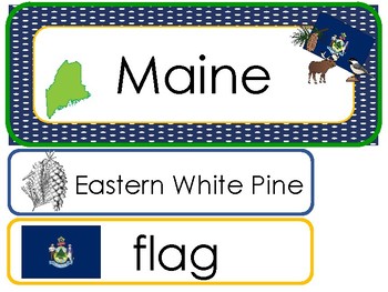 Preview of Maine State Word Wall Bulletin Board Set. State Symbols Curriculum.