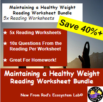 Preview of Maintaining a Healthy Weight Lesson Reading Worksheet Bundle **Editable**