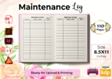 Maintenance Log Book - KDP Interior : Editable Template