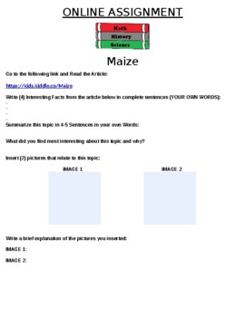Preview of Maize Online Assignment