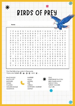 Preview of Majestic Birds of Prey Word Search Puzzle: Test Your Knowledge!