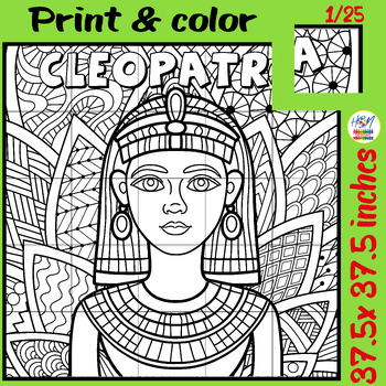 Preview of Majestic Cleopatra: Ancient Egypt Collaborative Coloring Poster Art Activities