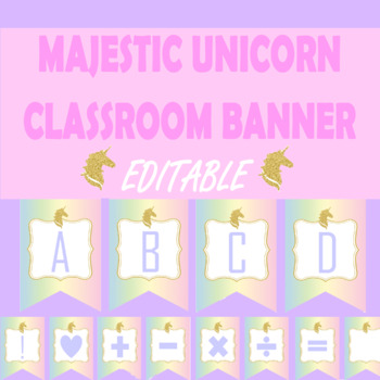 Preview of Majestic Unicorn Pastel Classroom Banner