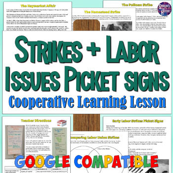 Preview of Strikes & Labor Union Issues Picket Sign Lesson
