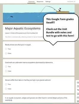Preview of Major Aquatic Ecosystems | Google Form | Environmental Science