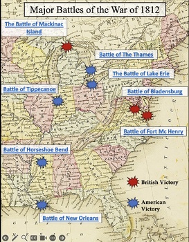 Major Battles of The War of 1812 - Interactive Battle Map | TPT