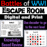World War 1 Battles Activity Escape Room - American History