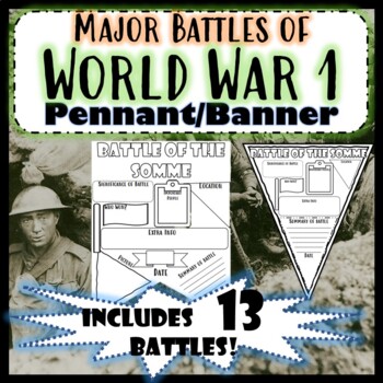 Major Battles of World War 1 Pennant Banner QR Code Research Activity