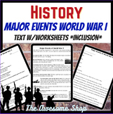 Major Events of World War I  *INCLUSION LEVEL* Comprehensi