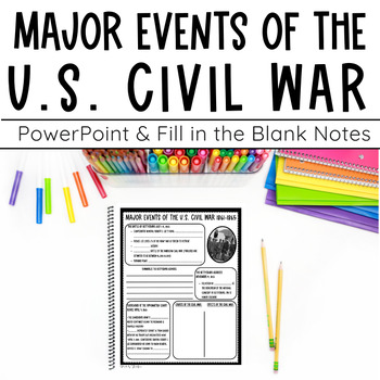 Preview of Major Events of the US Civil War PowerPoint and Fill in the Blank Notes
