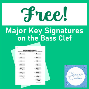 Preview of Major Key Signature Worksheet - Bass Clef