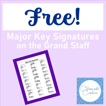 Preview of Major Key Signature Worksheet - Grand Staff