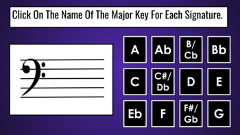 Preview of Major Key Signature (all) Digital Self checking Flashcards Bass Clef