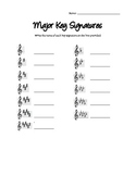 Major Key Signatures Identification Quiz (Treble Clef)
