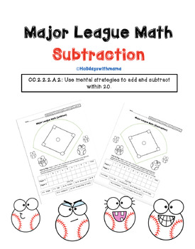 Preview of Major League Math-Subtraction-Baseball Game for Gifted Students