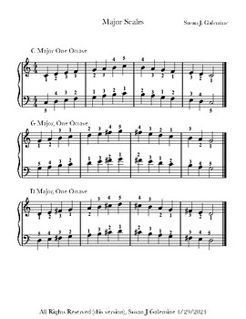 Preview of Major Piano Scales, One and Two Octaves