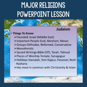 Preview of Major Religions PowerPoint Slides | Overview and Review