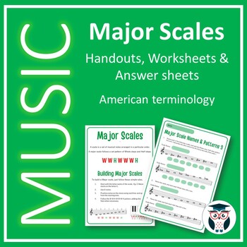 Preview of How to build Major Scales -Handouts & 18 Digital Worksheets-American terminology