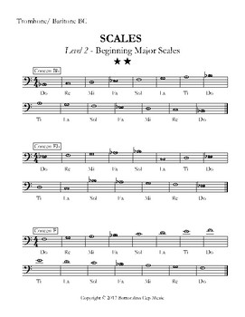 trombone b flat major scale 3 octaves