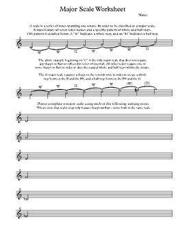 Major Scales Worksheet by Music Theory Workshop