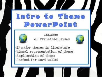 Preview of Major Themes in Literature Word Wall Posters in Zebra Print
