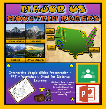 Preview of Major US Mountain Ranges: Google Slides, Distance Learning + PPT + Worksheet
