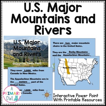 Preview of Major US Mountains and Rivers Interactive PowerPoint and Resources