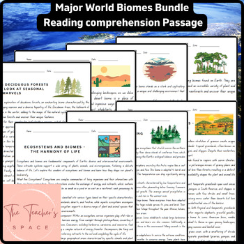 Preview of Major World Biomes Reading Comprehension Passages Bundle