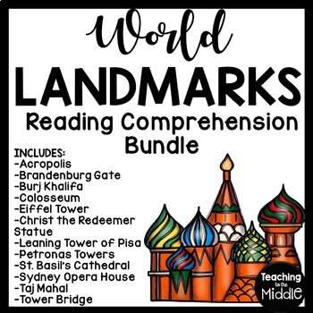 Preview of Major World Landmarks Reading Comprehension Worksheet Bundle Informational Text