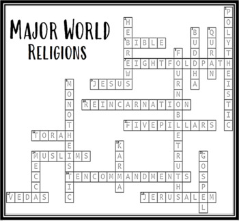 religions world crossword puzzle