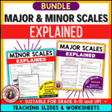 Major and Minor Scales Music Worksheets BUNDLE
