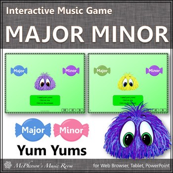 Preview of Elementary Music Game ~ Major Minor Interactive Music Game {Yum Yums}