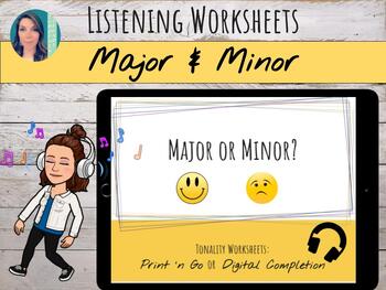 Preview of Major or Minor Listening Printable & Digital Worksheets on Google Slides