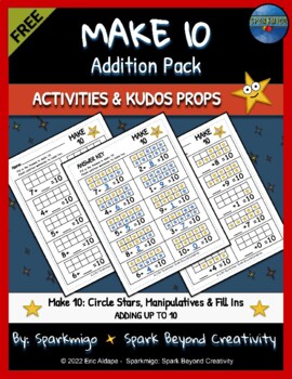 Preview of Make 10 Math Addition: Making Ten Activity Game Stars Pack (Ten Frames) Freebie