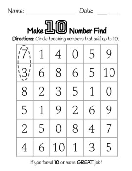 Make 10 Number Find by Laura Rosen | TPT