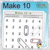 Make 10 adding puzzles (find adjacent numbers that add to 