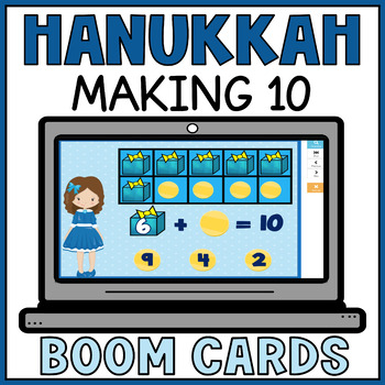 Preview of Making 10 with Ten Frames Hanukkah Boom Cards - Addition Within 10