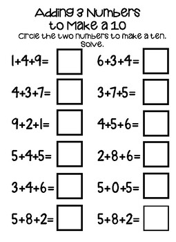 Preview of Making a ten with 3 numbers