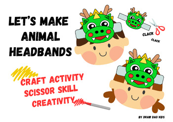 Preview of Make Animal Hats / Animal Headbands : Printable Coloring Craft Activity