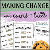Make Change using COINS & BILLS | Special Ed Money Math | 